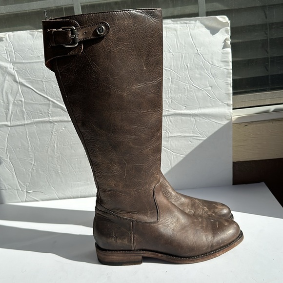 Frye Jayden Buckle Back Zip Tall Riding Boot In Slate-Sz 7 B - Picture 2 of 16